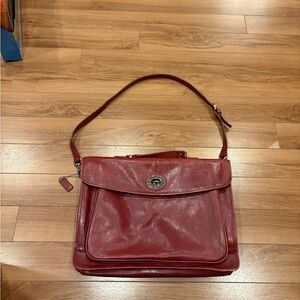 Vintage Red Leather Shoulder Bag